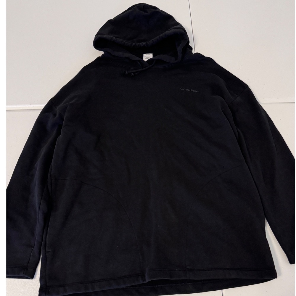Outdoor Voices Black Cotton Pullover Hoodie Sweatshirt Mens Medium k3